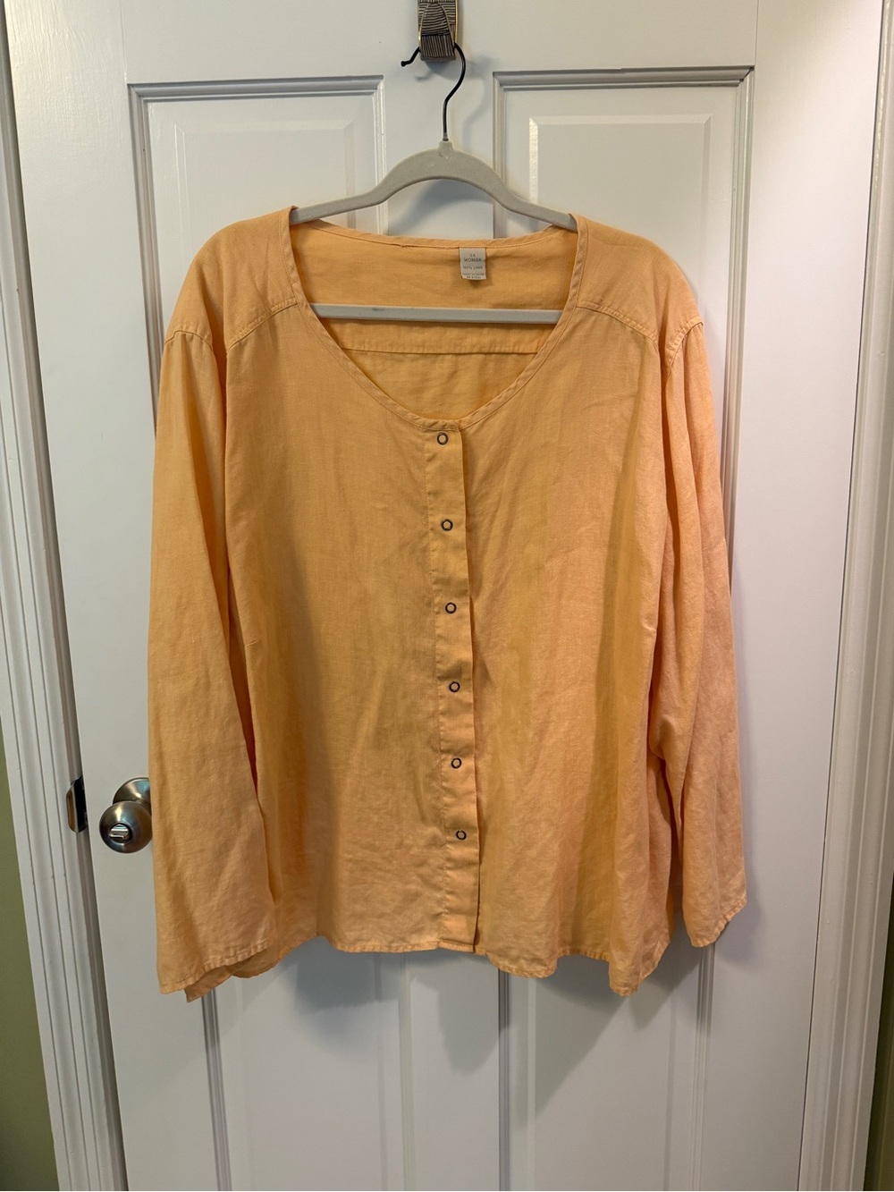 Light Peach Button-Front Lagenlook 100% linen Womens Top